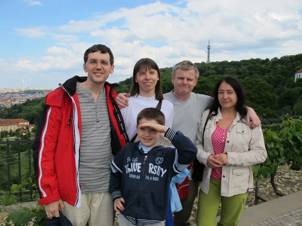 Our family with Petr and Ilona, friends from Servas Czech Republic